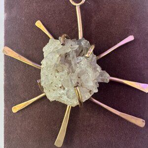 Pendant Artisan Hand Crafted Jewelry Gift 24K GOLD Genuine Quartz Crystal